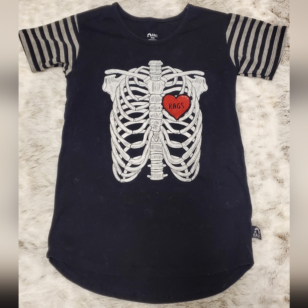 Kids Skeleton Heart Black T-Shirt